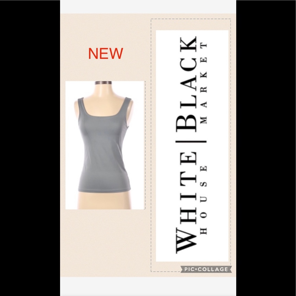 White House Black Market Gray Sleeveless Scoop Neck Tank Top